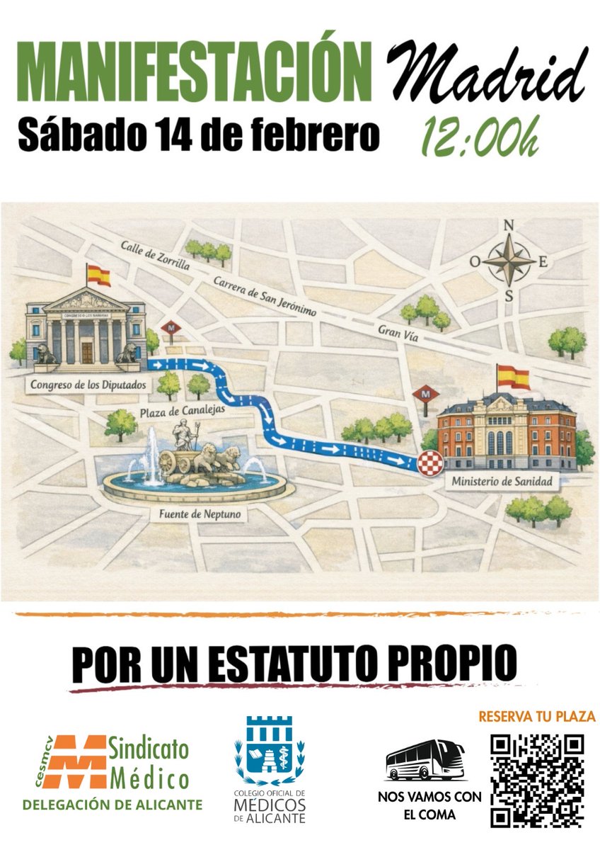 CESM_CV's tweet photo. Este 14 de febrero los médicos y facultativos tenemos una cita muy importante en Madrid .
A las 12:00 HORAS‼️
Tu presencia cuenta, porque #Unidos somos más fuertes #HuelgaIndefinida #estatutopropio
@cesm_sindicatos https://t.co/5YbHgYIZwK