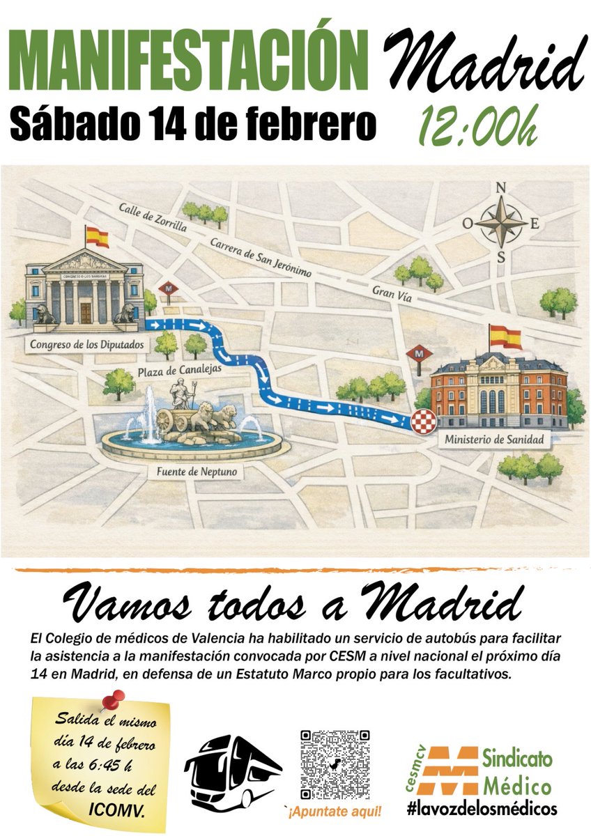 CESM_CV's tweet photo. Este 14 de febrero los médicos y facultativos tenemos una cita muy importante en Madrid .
A las 12:00 HORAS‼️
Tu presencia cuenta, porque #Unidos somos más fuertes #HuelgaIndefinida #estatutopropio
@cesm_sindicatos https://t.co/5YbHgYIZwK