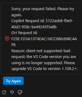 Fairly sure I recent updated @code but #Copilot does't want to