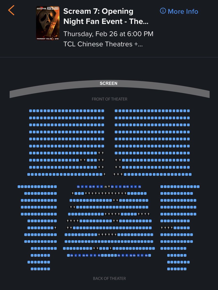 How is The Grove 6:00pm sold out and this is currently at the <a href="/ChineseTheatres/">TCL Chinese Theatres</a> ? and then the 7:00pm at TCL is packed? it doesn’t make sense… this listing is hard to find #scream7 #faneventscreening