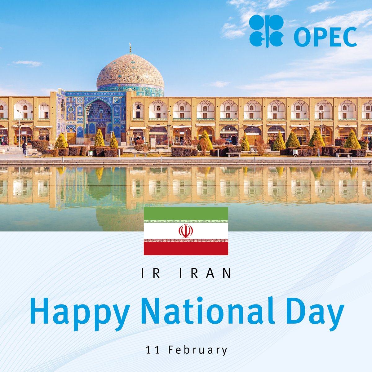 OPECSecretariat's tweet image. The Islamic Republic of Iran celebrates its #NationalDay today. The OPEC Family presents its warmest wishes to its leadership and people on this historic occasion.