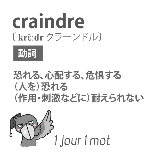 Il craint le noir. 彼は暗闇を怖がる。 Il craint Dieu. 彼は神を