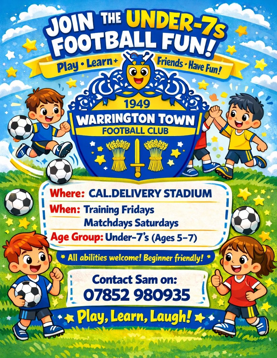 💛💙 Due to popular demand our U7’s age group are looking to expand their team numbers.  Speak with Sam on 07852980936 for more details ⚽️⚽️💛💙