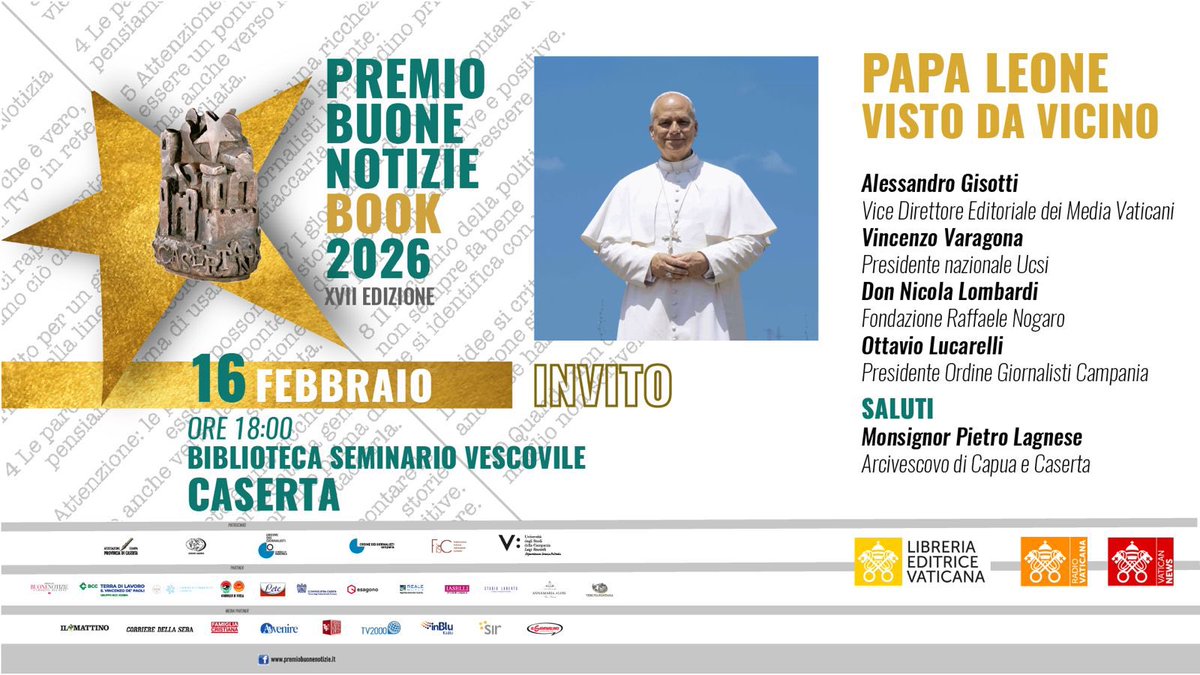 #premiobuonenotizie #informazione 
Caserta piccola capitale dell’informazione italiana dal 14 al 16 febbraio. Se volete parlare di buona informazione, vi aspettiamo 
#media