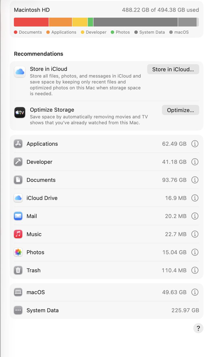 大家的MAC是不是会遇到像我这样的问题：我当前的电脑的存储空间快被使用完了，我发现我的系统内存是225GB，我要怎样才能清理这些不必要的文件或者内容呢？