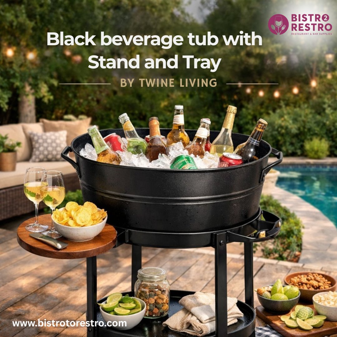 BistrotoRestro's tweet photo. From BBQs to elegant evenings, the Twine Living black beverage tub with stand and tray is your drink station's perfect centerpiece. 

Keep wine, beer, and sodas chilled and within reach.

Shop now: https://t.co/ElIN44KO0B

#BeverageTub #TwineLiving #BBQParty #Barware #Hosting https://t.co/cH7kd1PA4v