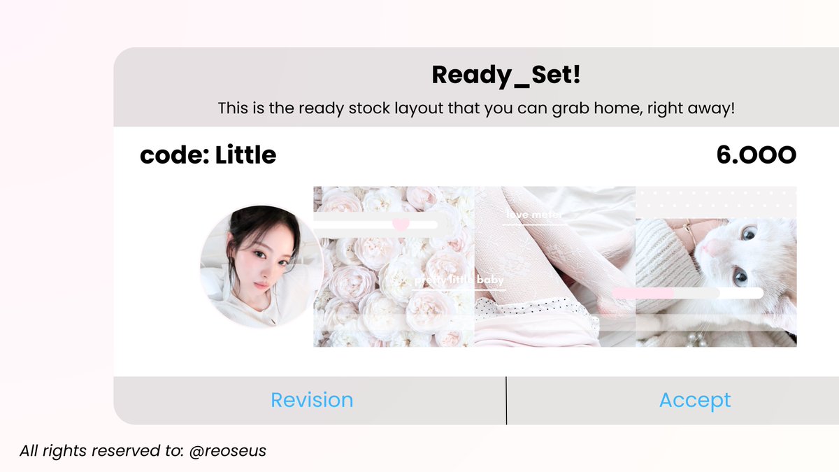 reoseus's tweet image. help repost, thankie! ♥︎ #zonauang

i present you 2 ready stock of ANNA MEOVV layout with code: Little and The A Shade. free retext, price on pic. # knock me on dm or slide thru' my telegram to grab 'em home, thankie! xx. ♥︎
