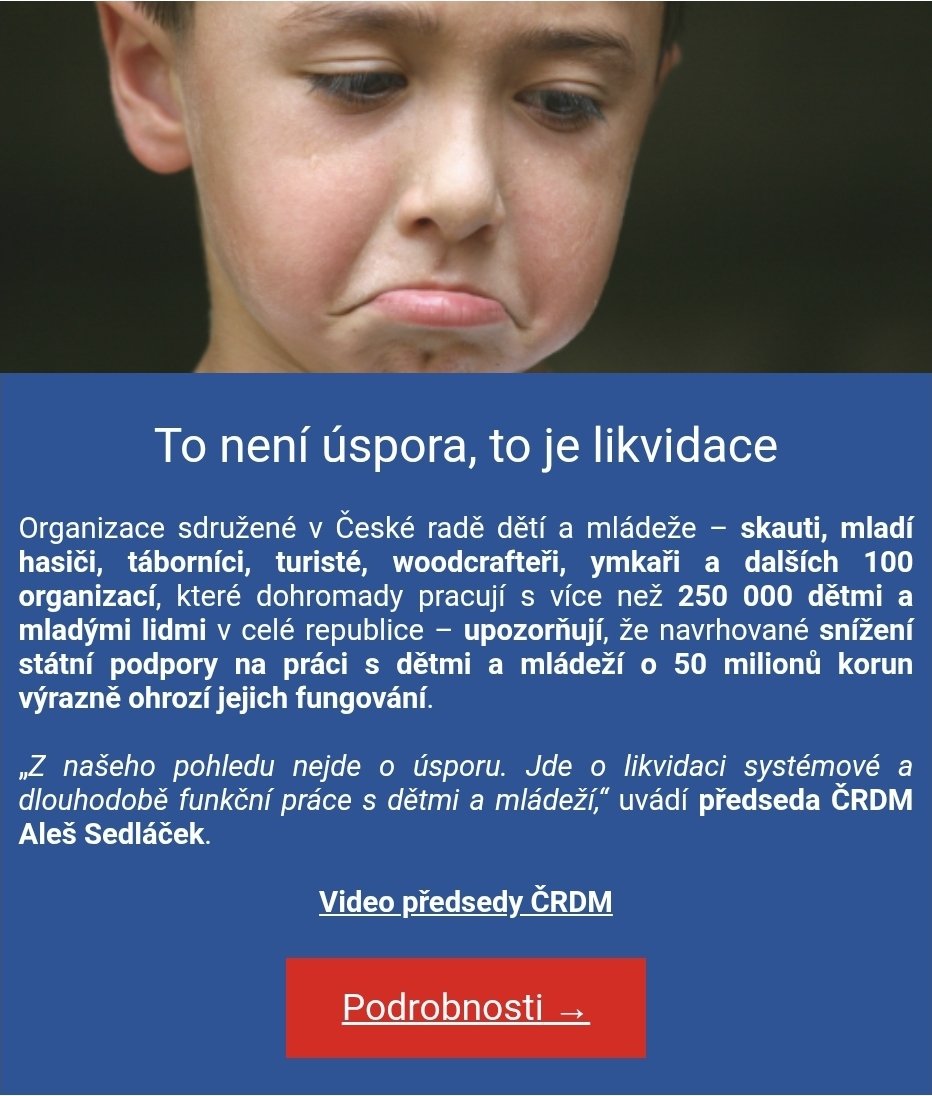 Made by vláda <a href="/AndrejBabis/">Andrej Babiš</a> <a href="/RobertPlaga/">Robert Plaga</a> <a href="/tomio_cz/">Tomio Okamura</a> <a href="/petr_macinka/">Petr Macinka</a> a spol: jak snadno a rychle naštvat stovky tisíc rodin s dětmi a desítky tisíc dobrovolníků, kteří zdarma obětují svůj čas a energii, aby z dětí neco bylo:
