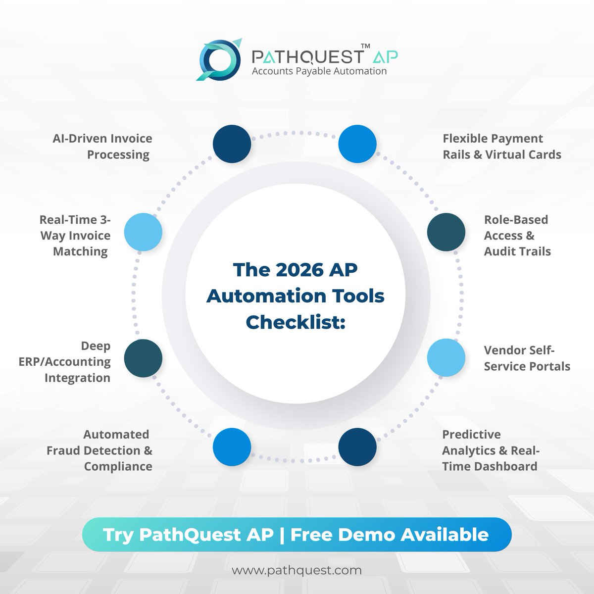 Our AP Automation checklist for 2026 is here!  
Get your free demo today and see how PathQuest AP empowers smarter financial leadership. 
Contact +1 (888) 837-3714 or visit pathquest.com/book-a-demo/ for more.