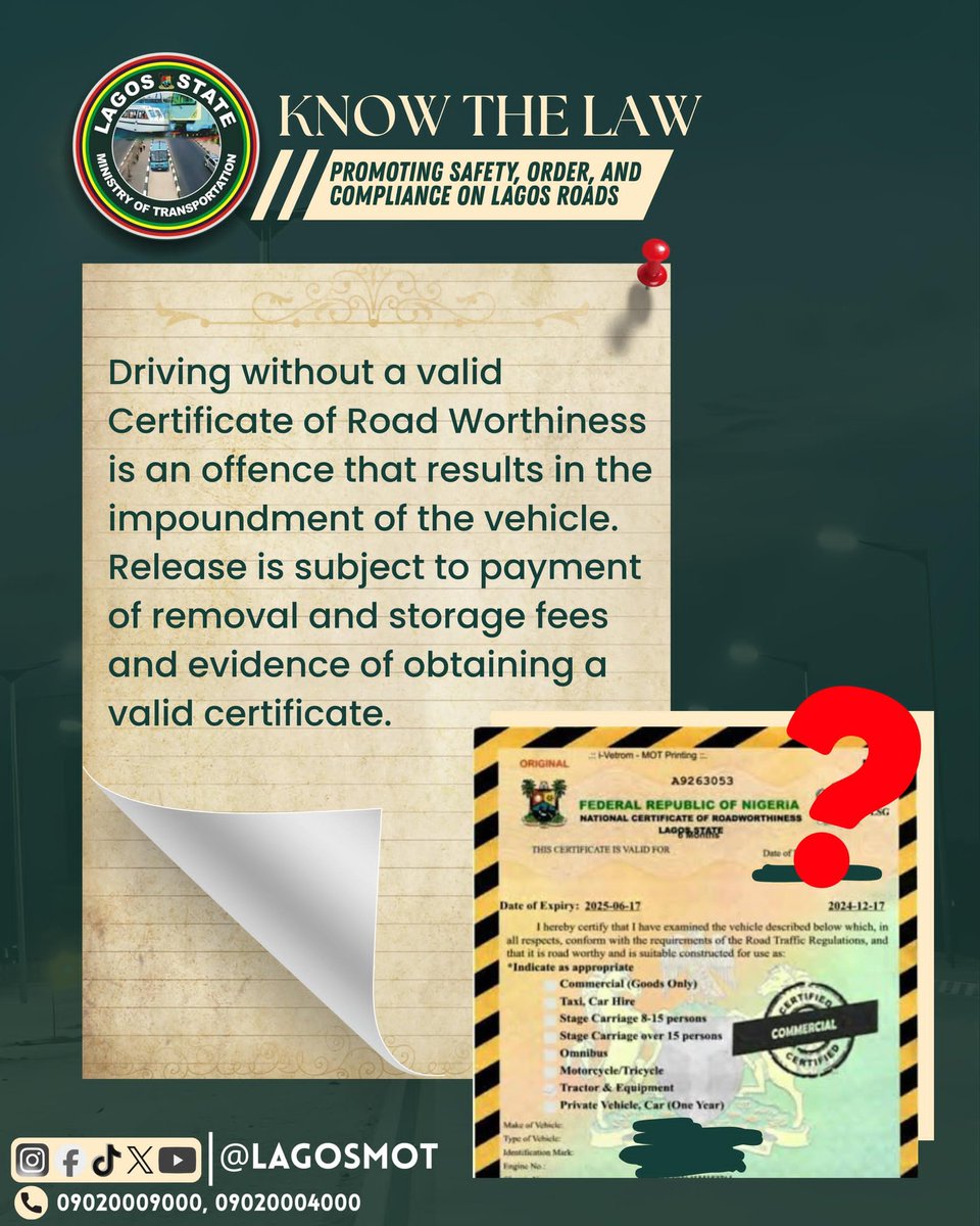 lagosMOT1's tweet photo. #KnowtheLaw
#PromotingSafety
#LagosMOT https://t.co/v0qwRpt1cr