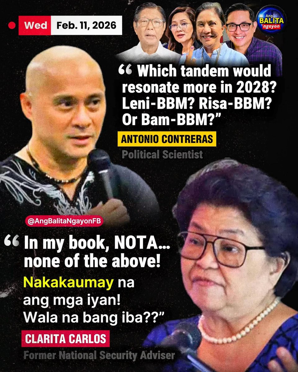 NAKAKAUMAY NA ANG MGA IYAN!”

Umani ng atensyon sa social media ang isang social media post ng political scientist na si Antonio P. Contreras matapos niyang itanong kung aling tandem ang maaaring “mag-resonate” sa mga botante sa 2028 elections.