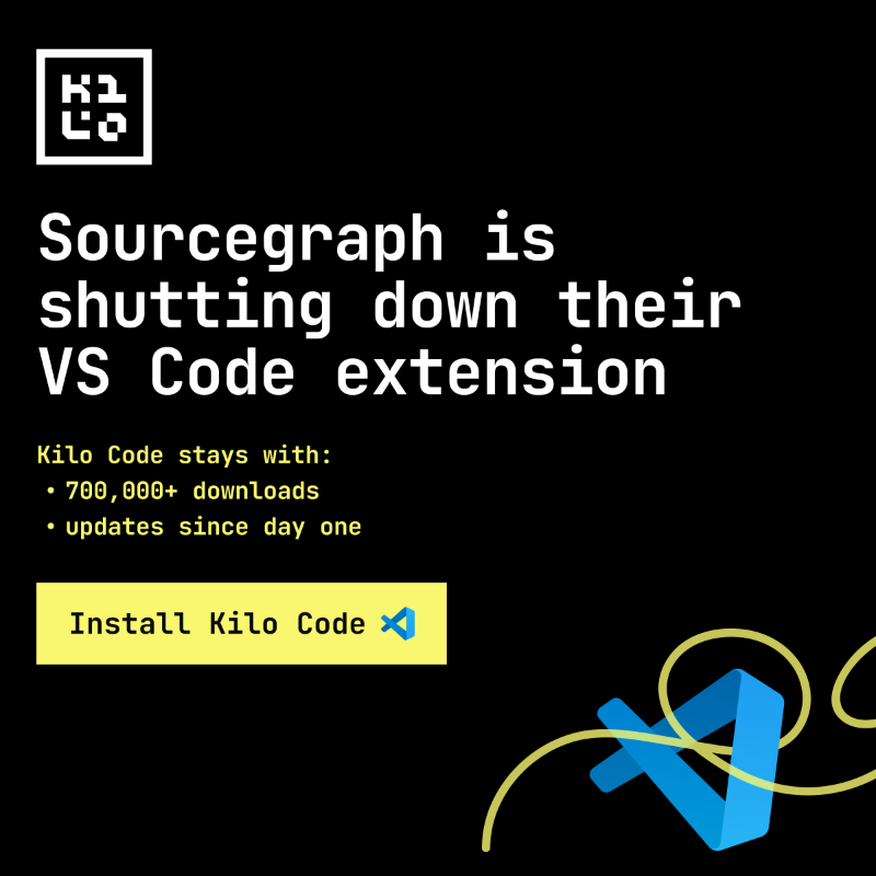 kilocode's tweet photo. Keep coding with the VS Code extension by Kilo