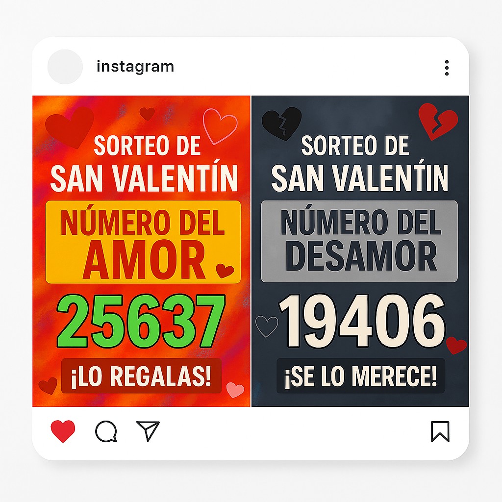 ¡Este San Valentín, en Lotería El Clot tenemos dos números exclusivos que lo dicen todo! 💘💔

🎯 25637 – El Número del Amor
Perfecto para regalar ilusión

🖤 19406 – El Número del Desamor
Ideal para soltar lo que ya no toca

📍C/Rogent 37, Barcelona
📲 loteriaelclot.es