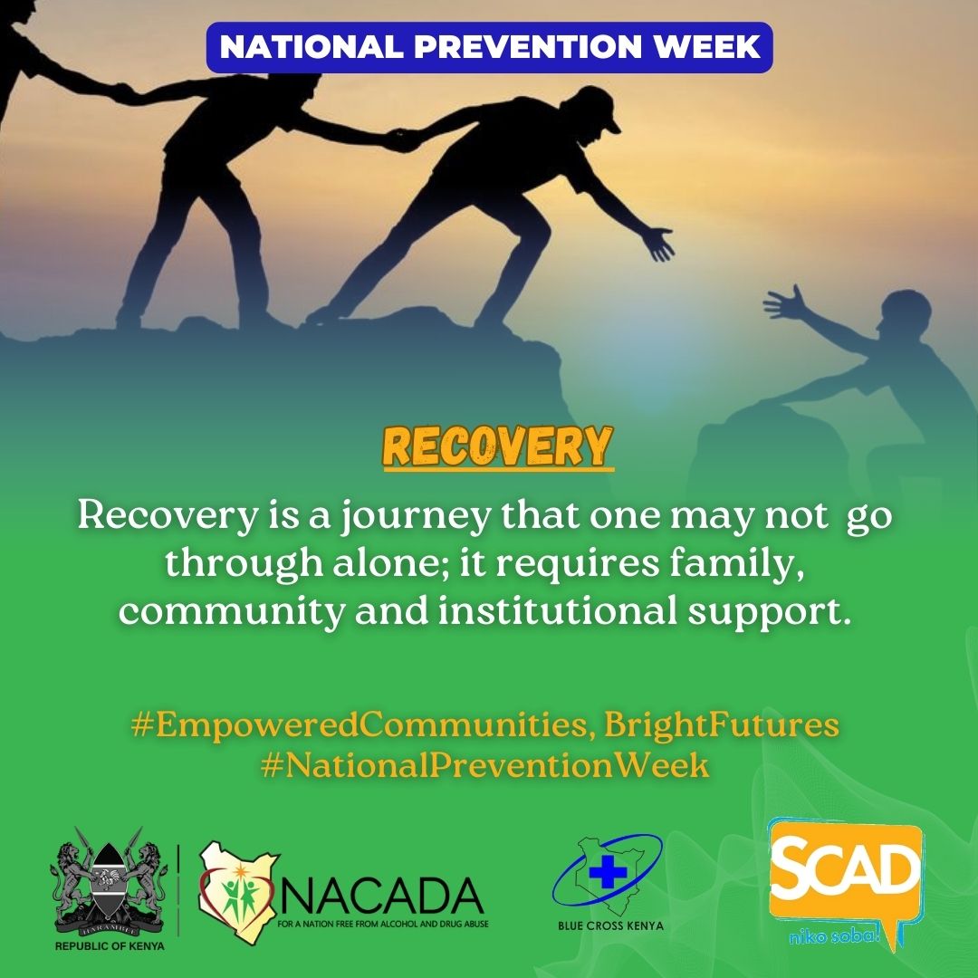 Communities uplift communities 💪🏾 Smash addiction with unity, hope &amp; support. Let's glow brighter, together!
#NationalPreventionWeek2026 #EmpoweredCommunities #BrighterFutures
<a href="/NACADAKenya/">NACADA Kenya</a> <a href="/scadkenya/">SCAD KENYA</a> <a href="/bluecrosskenya/">Blue Cross Kenya</a>