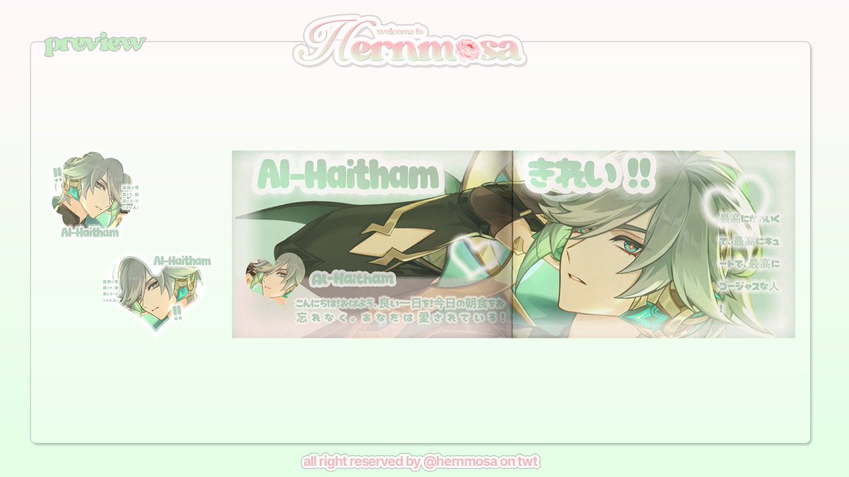 hernmosa's tweet photo. QUICK SALE! 🪆 help share plis? tencuu :3

hi sei bawa 2 layout al haitham birthday art dengan harga lebih murah. bisa langsung ditake via dm ya dan jgn lupa mt after dm. harga di alt ya teman timun. MARI JAJANG! >__<

[ #zonauang #zonajajan #zonaba ] https://t.co/asOwG6wq9E