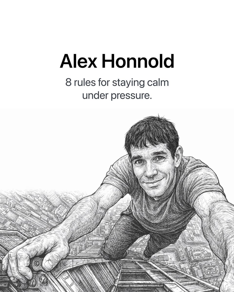 philosophysage's tweet photo. Alex Honnold 

8 rules for staying calm under pressure.

// Thread // https://t.co/b0EuUgfsCF