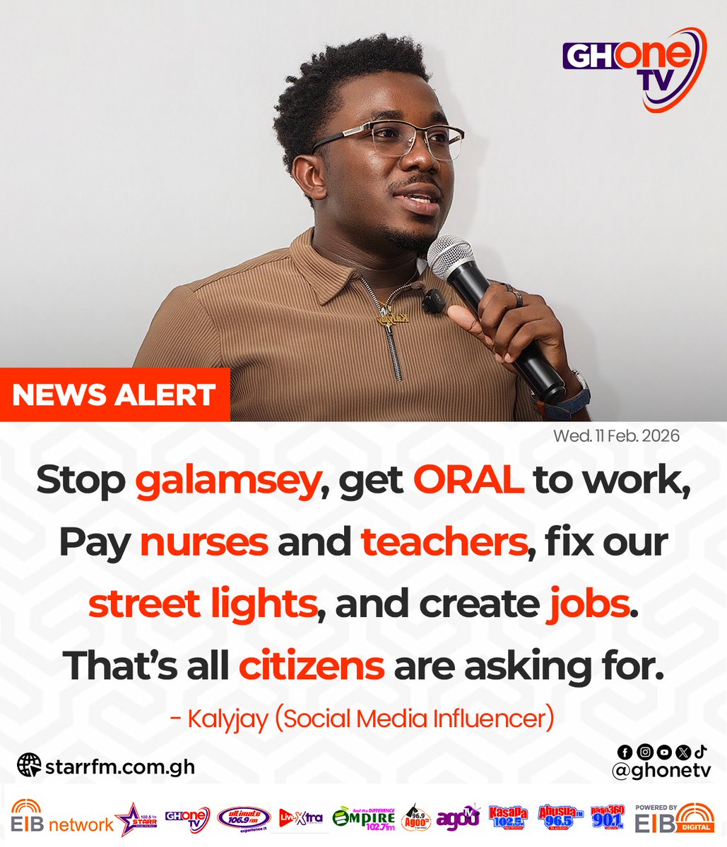 Stop galamsey, get ORAL to work... - Kalyjay

#GHOneNews #EIBNetwork 
#GHOneTV #NewsAlert