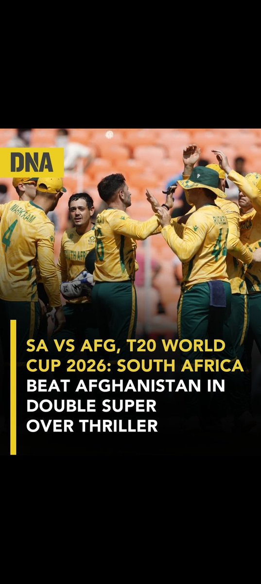 SA vs AFG, T20 World Cup 2026: South Africa survive Afghanistan scare to win in second Super Over in Ahmedabad

#SAvsAFG #T20WorldCup #T20WorldCup2026 #SuperOver #DNAUpdates#SAvsAFG