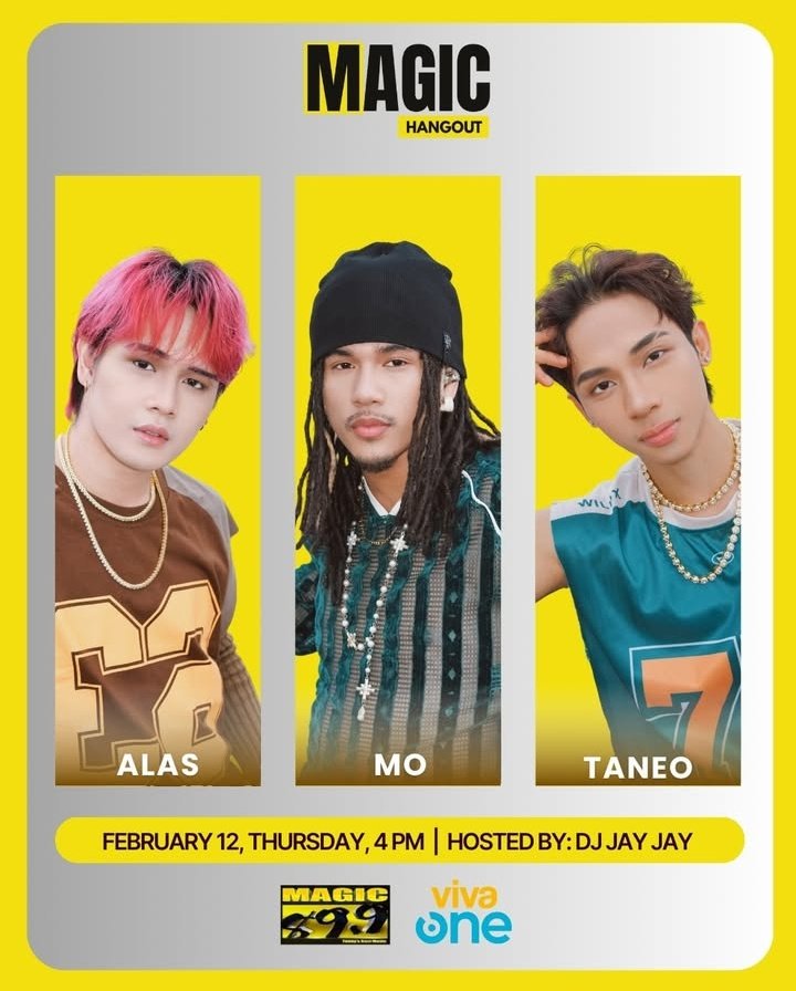 Heads up, Magiliws!

ALAMAT Taneo, Mo, and Alas are coming to Magic Hangout! ✨ Let’s tune in tomorrow, February 12 at 4 PM! 🎧 

🔗 instagram.com/p/DUnM47Aj5Zs/…

#ALAMAT #Magic899 #MagicHangOut