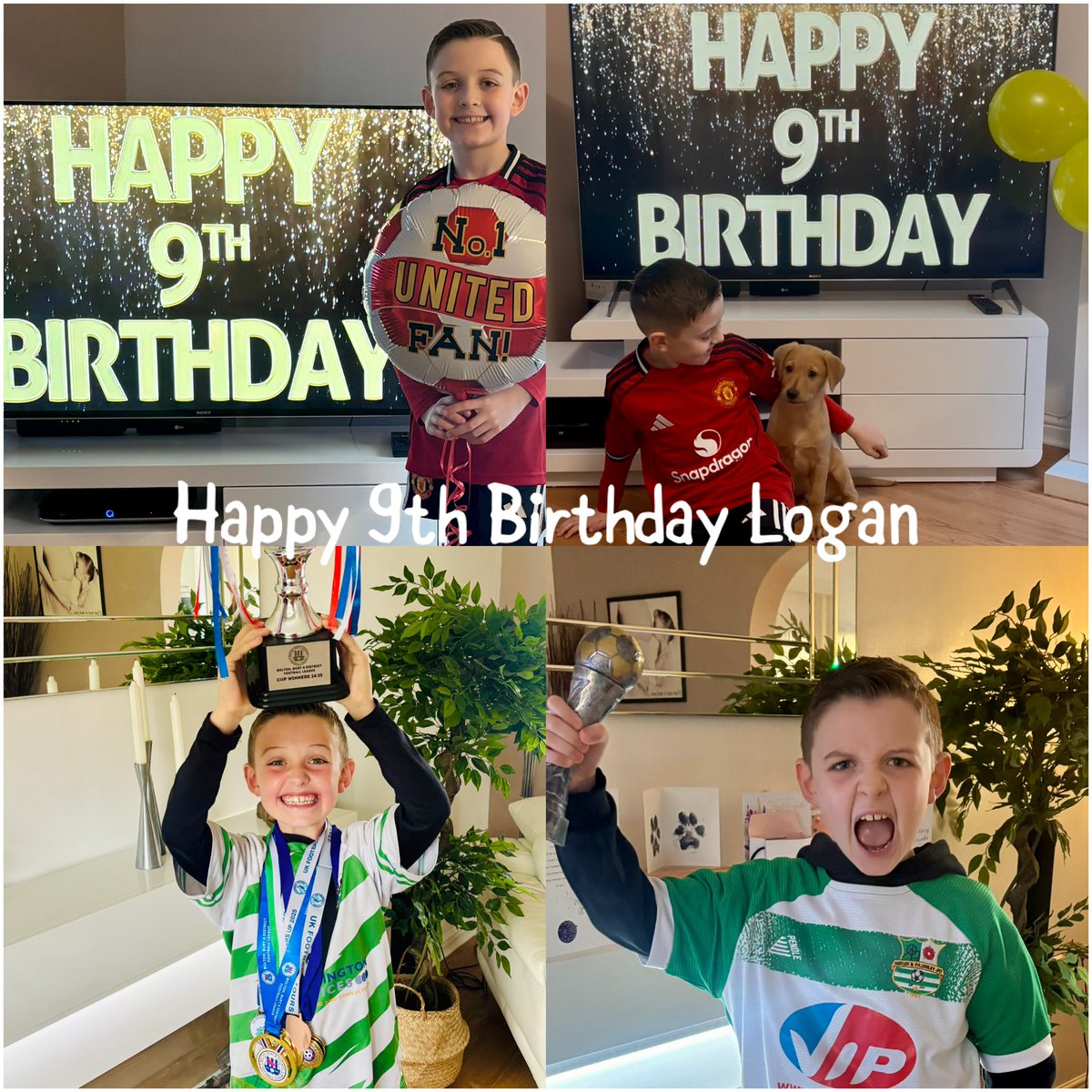 Happy 9th Birthday to my football obsessed, gaming mad son. Can’t believe our baby is 9 already <a href="/singerboy72/">Mark Kelly (JASON WARD🎭)</a> 
Hoping for another year of him smashing goals and achieving his dreams. 🎂🥳