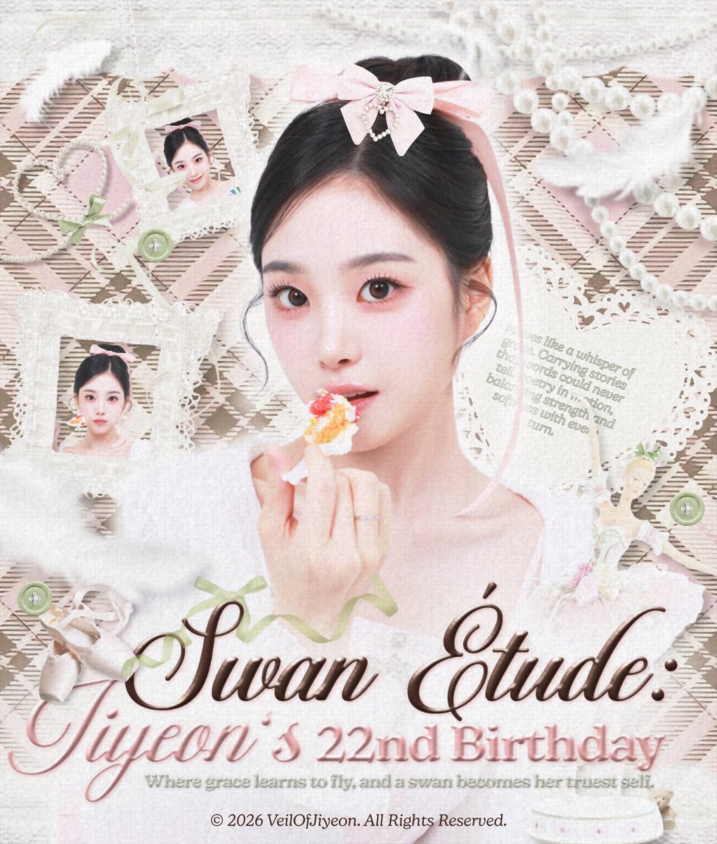 ㅤ
🎀 𝓢he moves like a hush across still water, every step intentional. 𝗦𝘄𝗮𝗻 𝗘‌𝘁𝘂𝗱𝗲: 𝗝𝗶𝘆𝗲𝗼𝗻’𝘀 𝟮𝟮𝗻𝗱 𝗕𝗶𝗿𝘁𝗵𝗱𝗮𝘆 has begun. Come close, count every tiptip of hers, where grace learns to fly and a swan becomes her truest self. 🦢
️️ ️️ㅤ