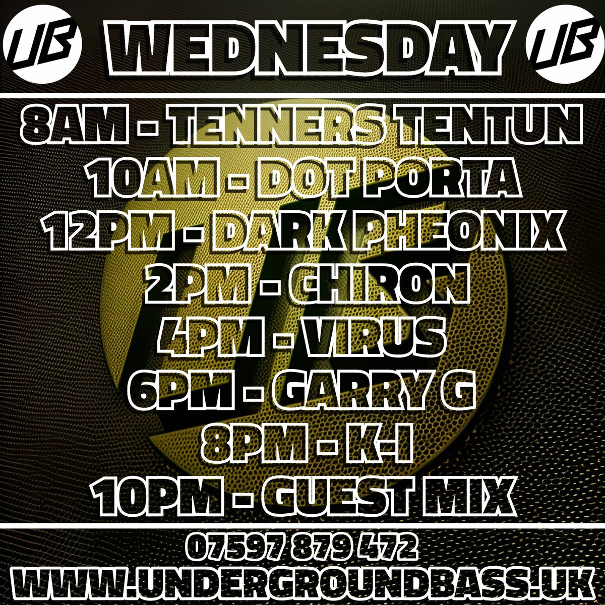 🔥 Wednesdays  selectors 🔥

Undergroundbass.uk
Stream - Chatroom - Merchandise 

📲 Studio Line 07597 879472