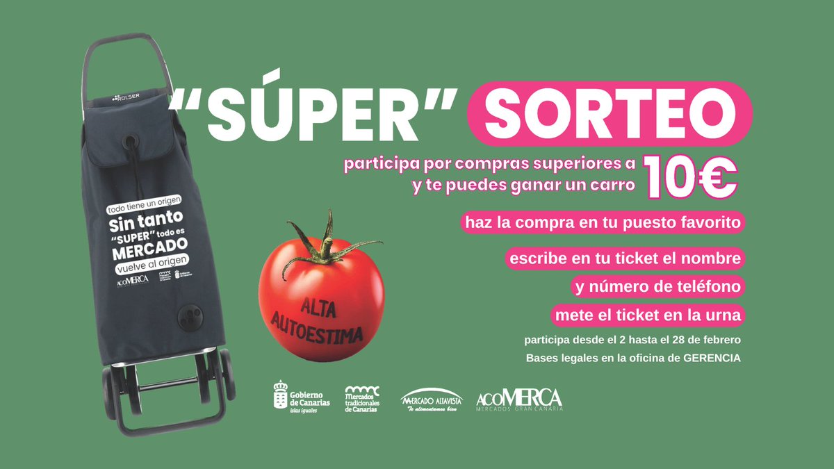 MercaAltavista's tweet photo. No te olvides de introducir el ticket de compra para participar en el sorteo de los carros de compra. Te esperamos en el #MercadoAltavista  @EICAGobCan https://t.co/DestOuj7hS