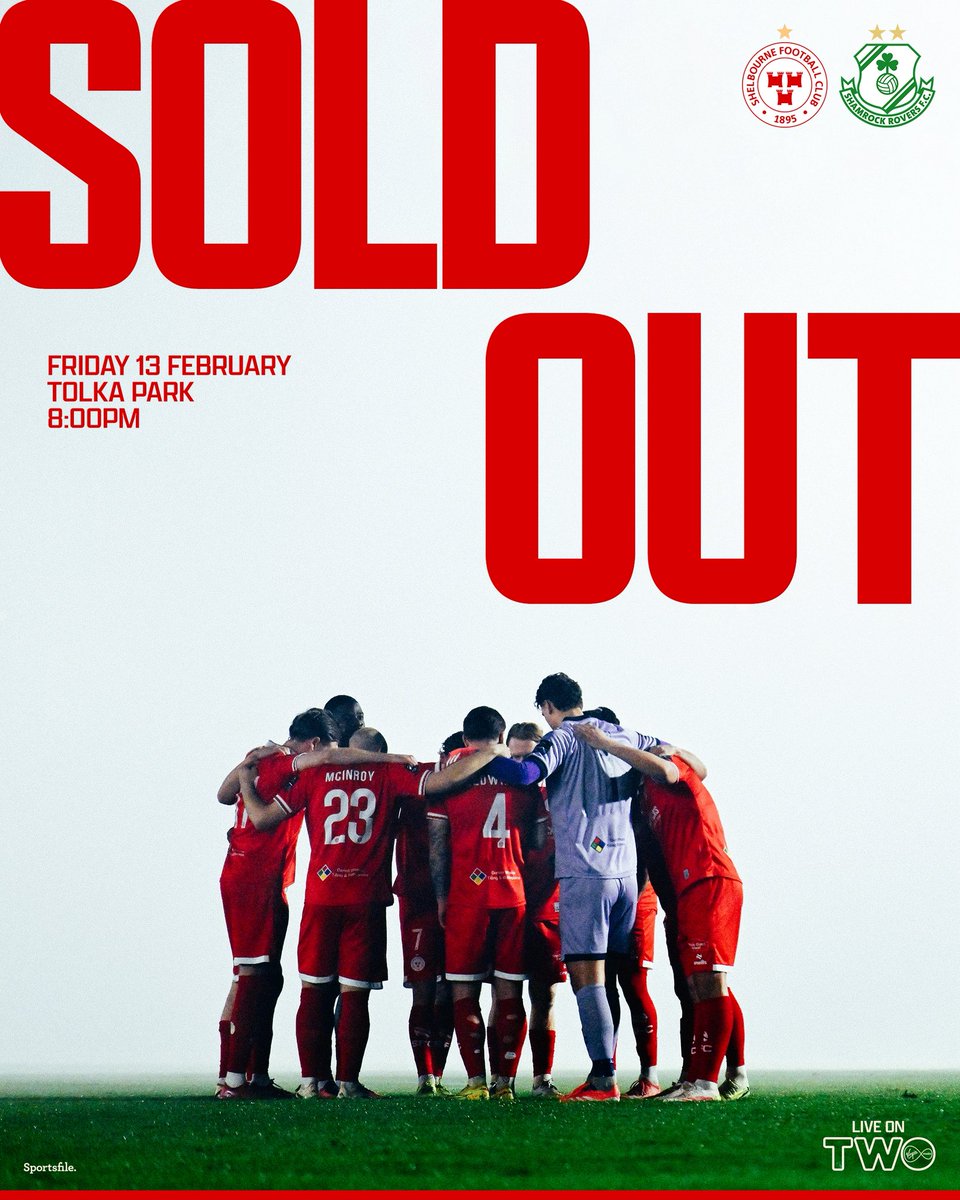 𝗦𝗢𝗟𝗗 𝗢𝗨𝗧 🏟️

Tickets for Friday night’s Dublin Derby against Shamrock Rovers in Tolka Park are now sold out‼️

ℹ️ There’s still time to purchase your season ticket, which will grant you admission to the game.

Buy yours today, shelbournefc.ie/new-season-tic… 🔴

#DublinsFinest |
