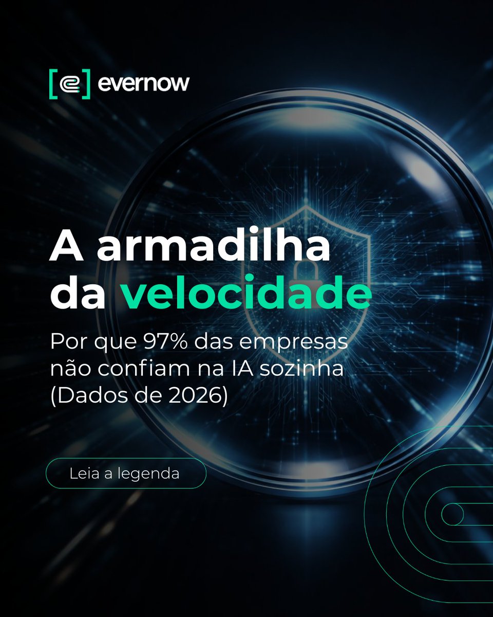 EverNowBR's tweet photo. Esqueça a velocidade. Em 2026, Precisão > Rapidez.

📊 https://t.co/tzsUfLnyV9: 97% dos fluxos críticos exigem supervisão humana.

IA sem curadoria é risco. Na Evernow, unimos a máquina ao julgamento do especialista.

Confiabilidade é o novo ouro. 🛡️ #CyberSec https://t.co/gJCgRO6oW3