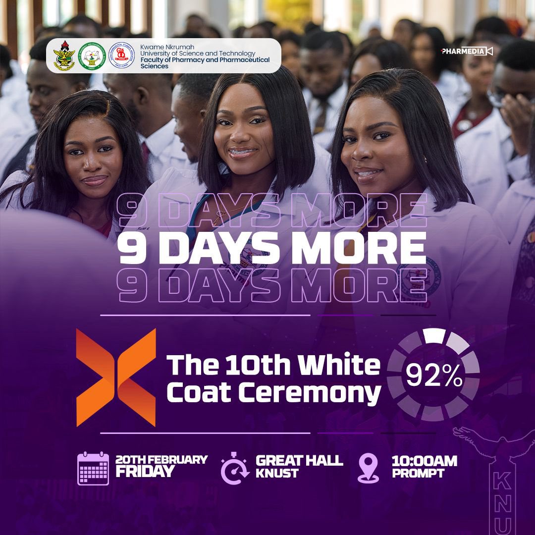The precision ⚖️, the passion ❤️‍🔥, and the long nights of study 📚 are all leading to this moment. 
We are officially 9 days away ⏳ from the 10th White Coat Ceremony🎓💊

The X is Nigh🥼⏳