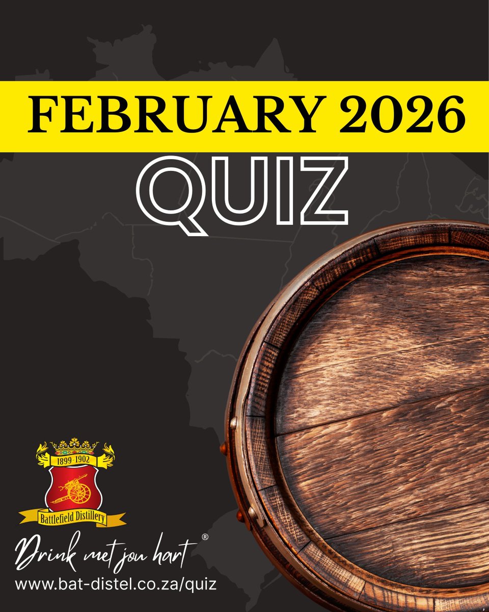 BattlefieldDis2's tweet image. ⚔️ February is moving — have you taken the quiz yet?

The Battlefield® February Quiz is live.
🥃 Melktertjie is still up for grabs.

Enter here 👉 bat-distel.co.za/quiz

💛 Drink met jou hart®
🔞 18+

#BattlefieldDistillery #BattlefieldQuiz #February2026