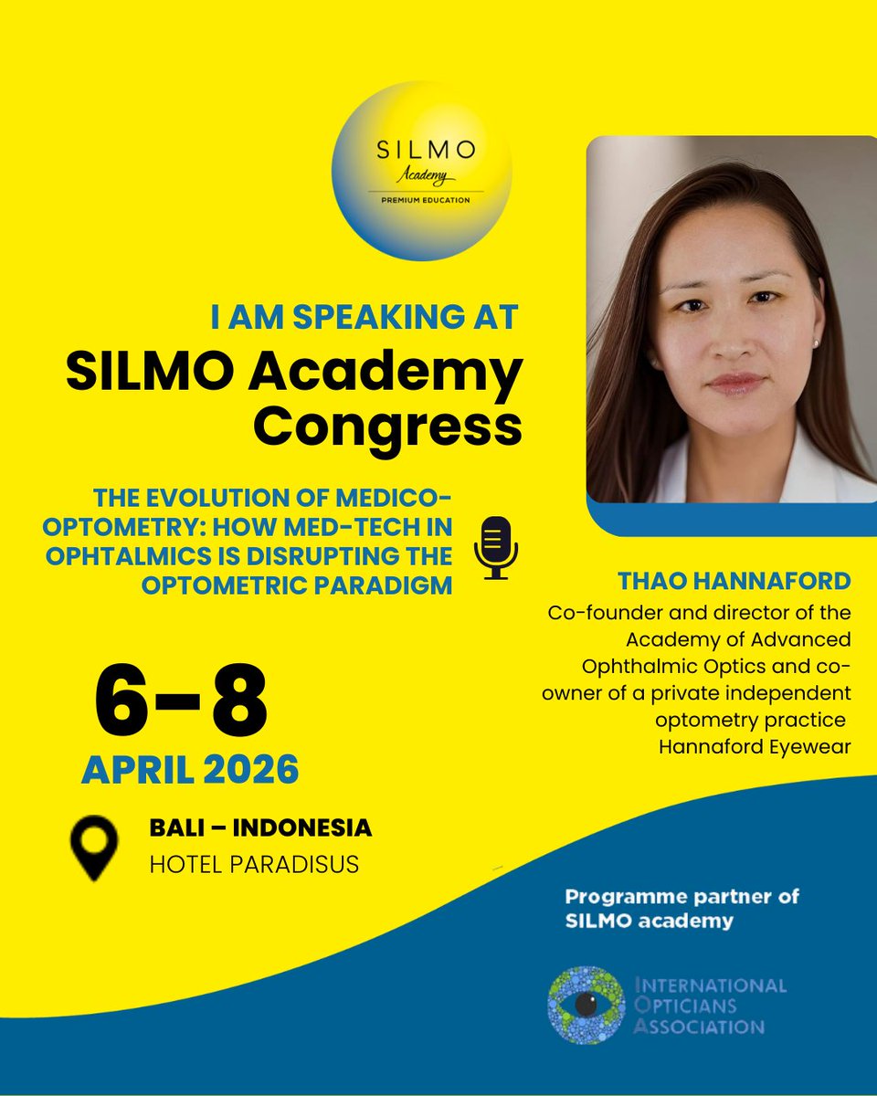 silmoparis's tweet photo. #SILMO Academy Bali 👓
From April 6–8, 2026, international experts explore the future of optics &amp; optometry.
With hao Hannaford, Jason Dhana, Sébastien Brusset and Elaine Grisdale
🎟️ Get your ticket now
👉 https://t.co/m7ALmJdfwz https://t.co/vwPiF4qfKR