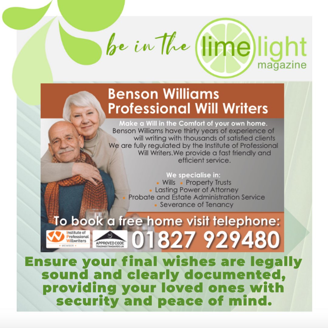 💼 Protect your legacy by documenting your final wishes properly. A professional will writer ensures that your loved ones are taken care of according to your wishes. Call Benson Williams today! 
.
Call: 01827 929480
.
#EstatePlanning #FamilyFirst #ProfessionalAdvice