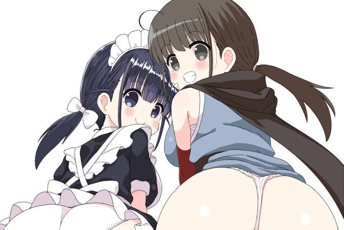 以前描いたSkebのヤツなんだけどメイドとくのいちちゃんのギリギリのおしり載せときますね・・:(っ'ヮ'c):🍑 