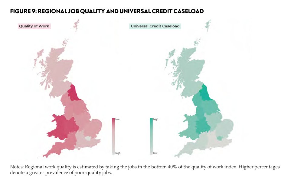 NEF's tweet photo. Our analysis revealed the north-east, West Midlands and Wales - places that have some of the highest rates of universal credit claims - also have the lowest availability of good quality jobs. (Quality was based on a number of factors including pay, flexibility and security). https://t.co/BrsJuGi7PH