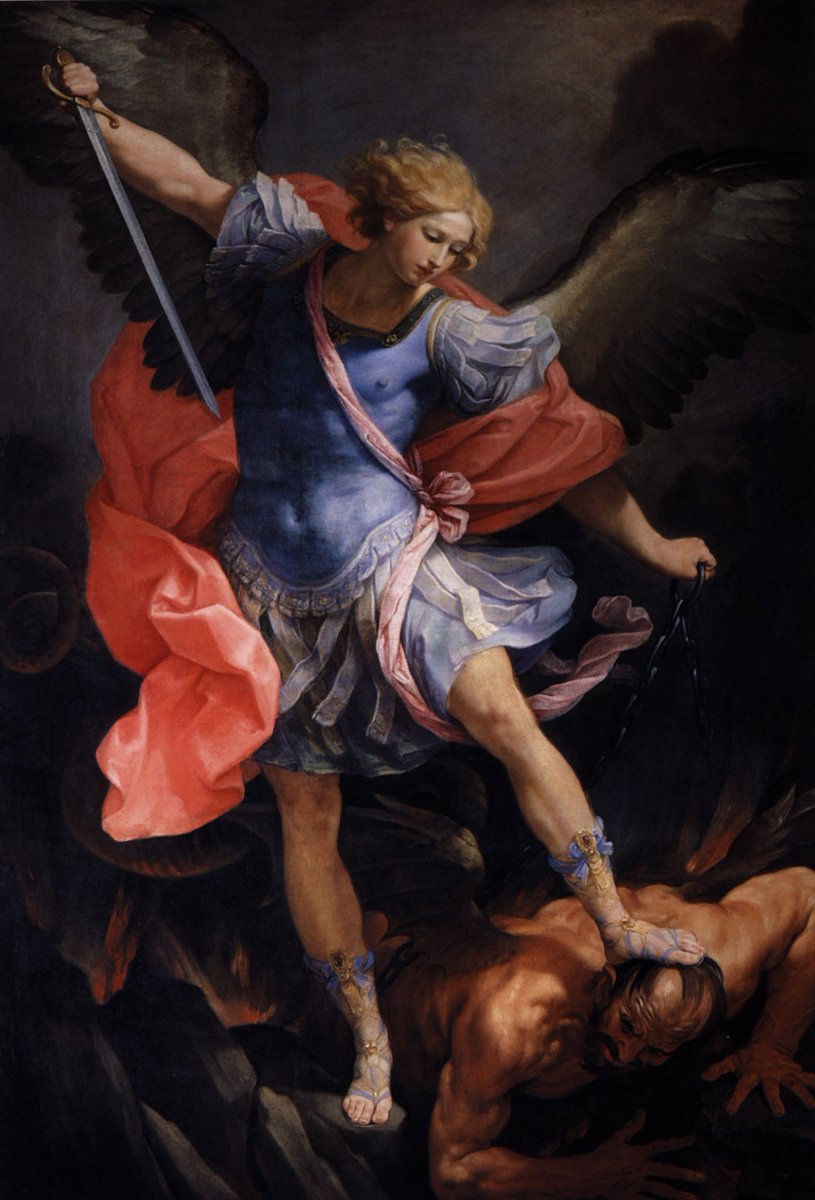 Templarpilled's tweet image. Satan had his CAREER ENDED after getting BRUTALLY FRAME-MOGGED by Saint Michael for trying to LARPMAXX and staging REBELLIONSLOP against God