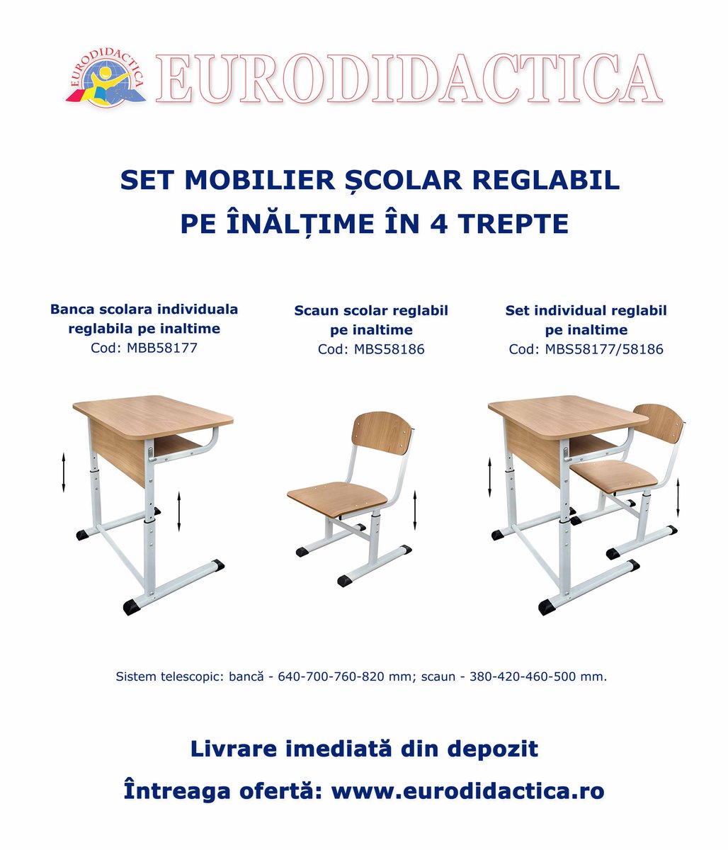 Eurodidactica's tweet photo. 📚✨ Confort și ergonomie pentru fiecare elev!

Setul de mobilier școlar reglabil pe înălțime, în 4 trepte, este soluția ideală pentru sălile de clasă moderne. 

Descoperă întreaga ofertă pe 👉 https://t.co/Kzbf1P5hvL

#eurodidactica https://t.co/yy4jPEFa3I