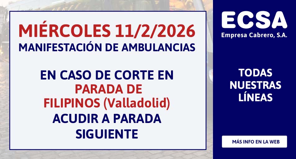 🔴 Manifestación de ambulancias prevista para hoy en Valladolid 

⚠️ Se producirán cortes de tráfico que afectan a la parada de Paseo de Filipinos.

🚌 En ese caso, acudir a la parada siguiente.

🔗 ecsa.es/noticias/manif…