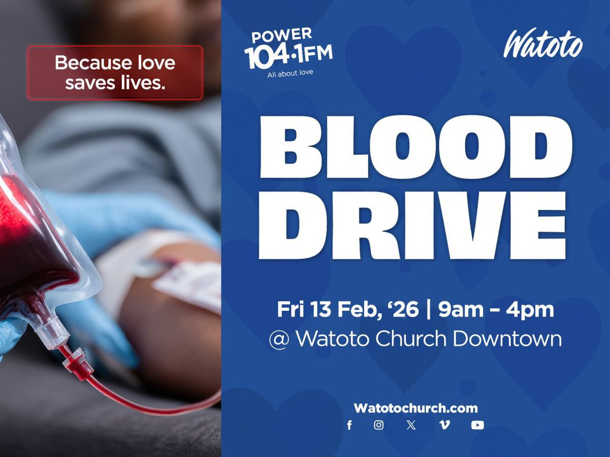 powerfmuganda's tweet photo. Love is an action word. ❤️
This #PFMLoveWeek, we’re stepping up to respond to the urgent need for blood in hospitals. Your donation is a lifeline for someone in need—will you join us? 🩸
📍 Watoto Church Downtown
🗓️ Friday, Feb 13th
🕘 Starting at 9:00 AM
Bring a friend and a smile! 😊