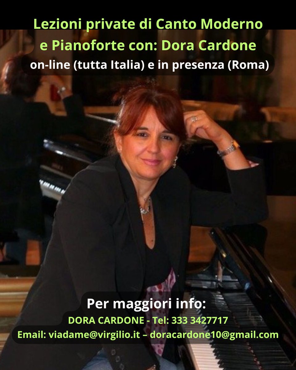 Migliora, amplifica e potenzia la tua voce! Iscriviti alle lezioni private di canto moderno e pianoforte con: DORA CARDONE. Lezioni in presenza (su Roma) e online (tutta Italia). Link info: castingeprovini.com/lezioni-privat…