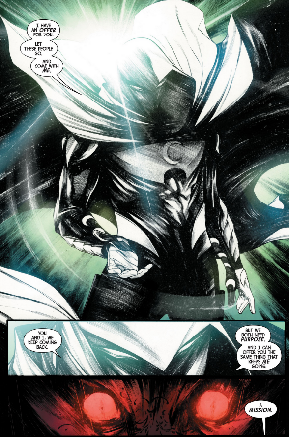 Only Marc Spector would recruit a hunted sentient house to live in. No one does it like him.