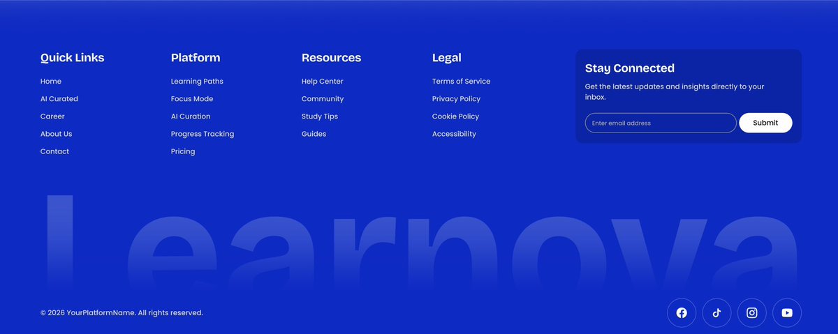 Ajose_joshua_'s tweet photo. Hey guys 👋🏼
Here’s the Footer Design for a project I’m currently working on.
What do you think?
#UIUXDesign #ProductDesign #WebDesign #DesignInProgress #BuildingInPublic https://t.co/YAKkutYzaG