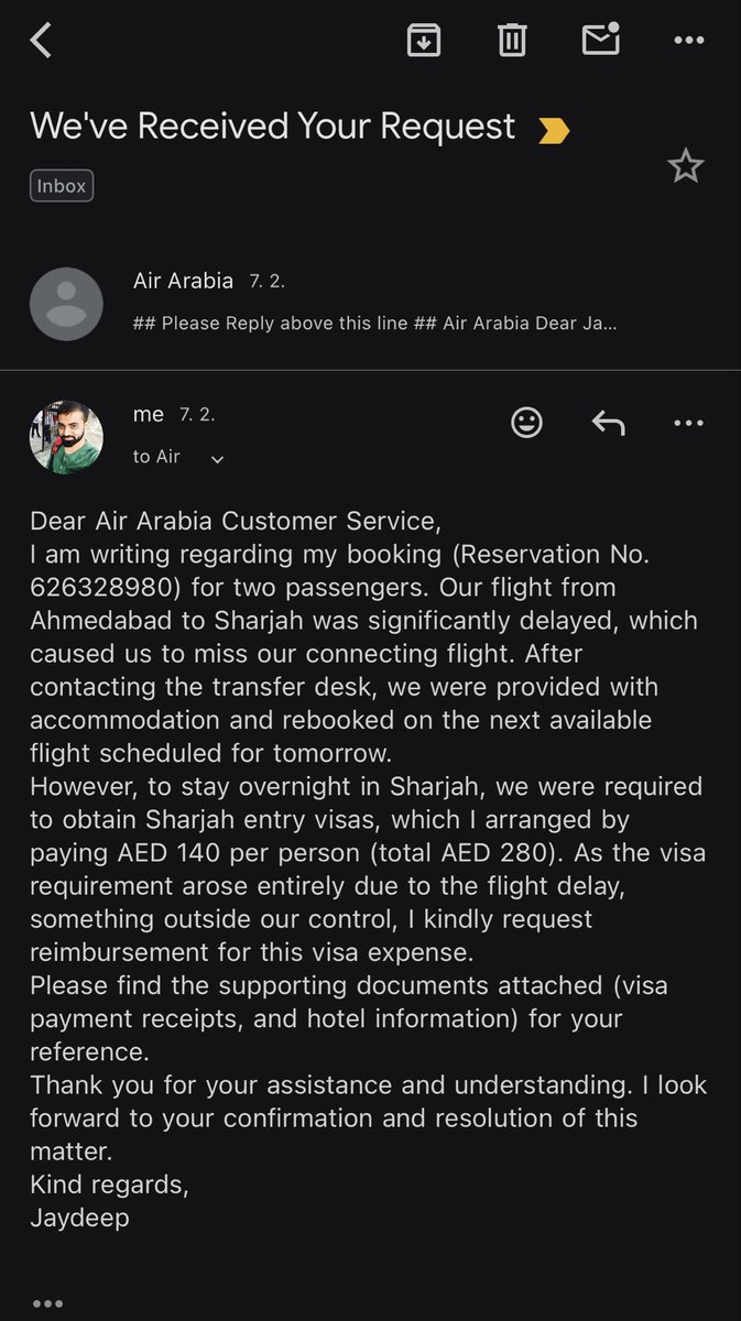 astonishingjd's tweet photo. @airarabiagroup do you guys even check your emails ?What kind of customer service is this ?I have been chasing you guys from last week. Your call support is asking to raise a ticket, chat support is asking to get help from transfer desk. https://t.co/y7k3ep5uuZ