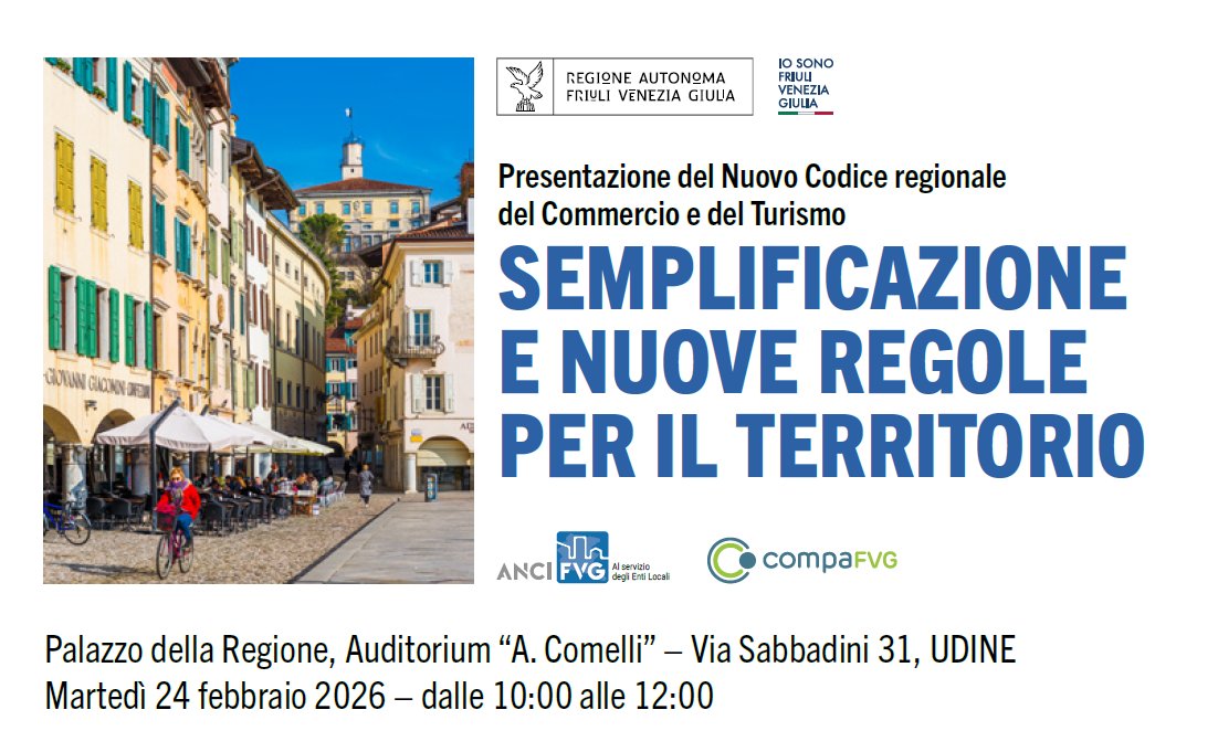 anci_fvg's tweet image. #terziario

Nuovo Codice regionale del #commercio e #turismo
Per la prima volta in Italia la normativa dei due settori è stata raccolta in un testo unitario.

Cosa cambia?
Ne parliamo con i comuni, le imprese del settore, le associazioni di categoria e gli ordini professionali.