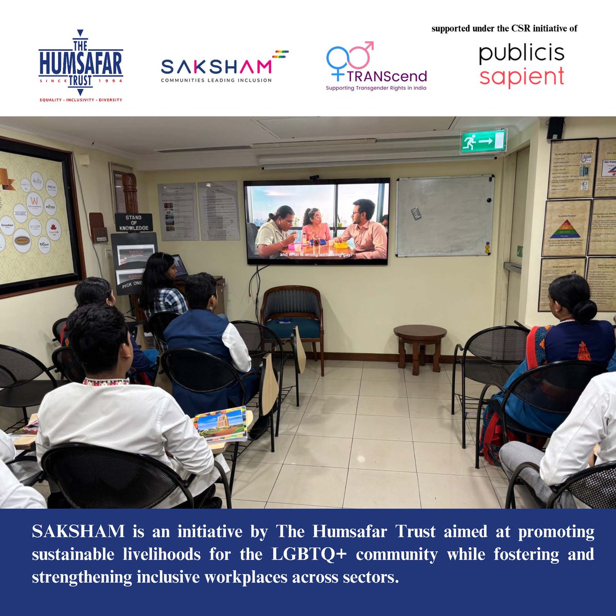 HumsafarTrust's tweet image. The Humsafar Trust screened “Sir.. Ma’am” with ITC Grand Central, Mumbai, under Project TRANScend &amp;amp; initiative SAKSHAM, supported by CSR initiatives of @publicissapientindia.Inclusive hiring: asisha@humsafar.org | 9967933402
#TheHumsafarTrust #TRANScend #SAKSHAM #DEI