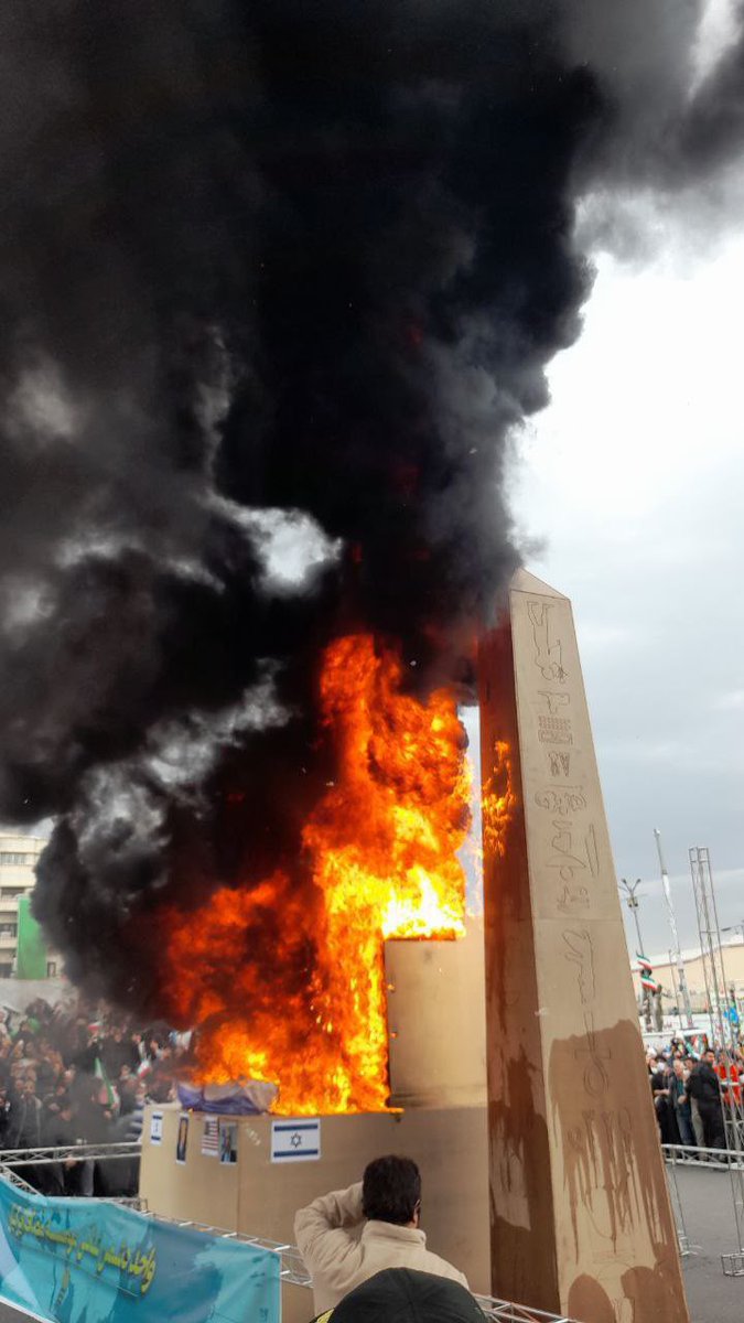 engelabiha's tweet photo. Those awaiting the promised Mahdi in Iran burn the statue of the devil, the idol of Baal.

#Baal #EpsteinFiles https://t.co/i8xMFlv9qK
