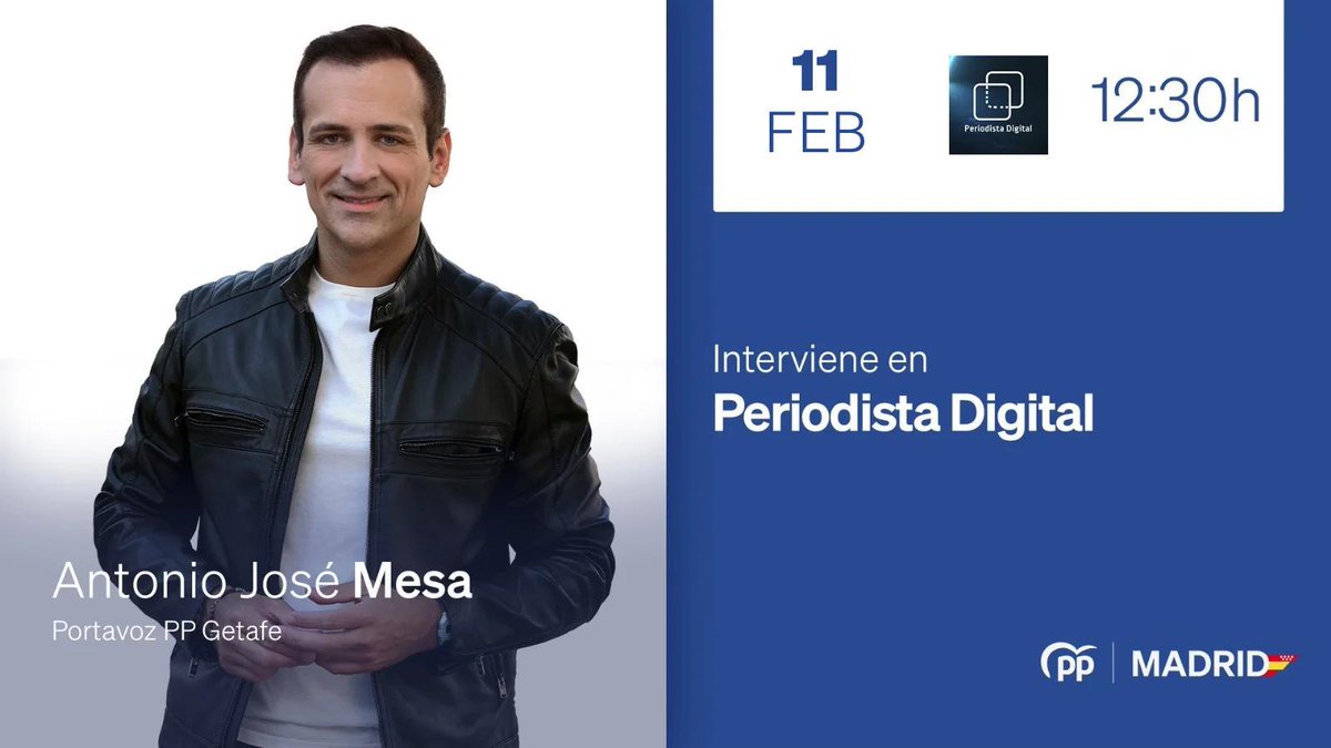 ppgetafe's tweet image. Hoy nuestro portavoz @AJMesaGarrido interviene en la tertulia política de @periodistadigit 

¡No te lo pierdas!