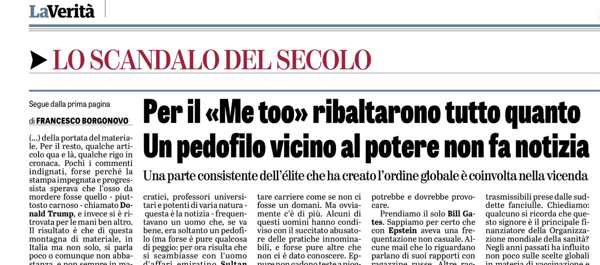 Come scrive <a href="/franborgonovo/">Francesco Borgonovo</a>, sono pochi i commenti indignati sugli Epstein files, forse perché la stampa progressista sperava che l'osso da mordere fosse Donald Trump e invece si è ritrovata per le mani presidenti, ministri e decisori politici della gauche caviar che, mentre