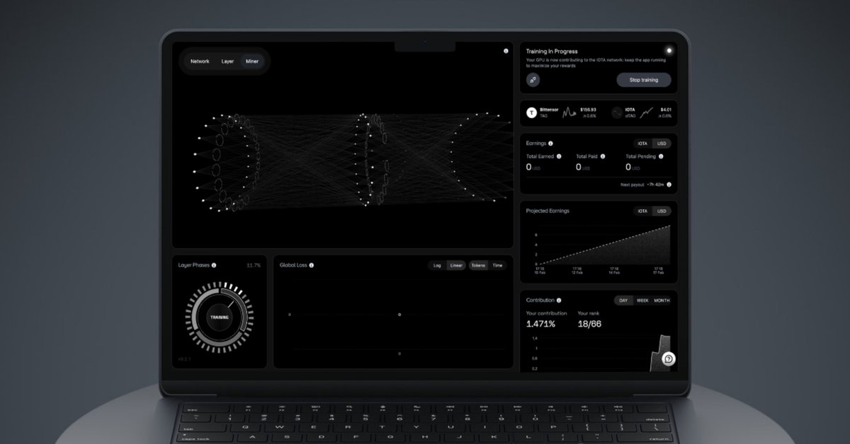 bittensor_de's tweet photo. Die Versprechen sind eingelöst ⚡

Train at Home von @IOTA_SN9 ist jetzt für alle zugänglich.

Auf Mac und in wenigen Klicks kannst Du beim Training von AI-Modellen auf Bittensor distributed und permissionless mitwirken.

Und das alles mit Mining-Rewards in Alpha-Token des IOTA Subnet, basierend auf der bereitgestellten Power ⛏️

Wir haben das Setup getestet: einfach beeindruckend flüssig.

💻 Derzeit nur auf Mac verfügbar, aber Windows und Linux kommen bald.

Teste es selbst oder erfahre mehr 👇