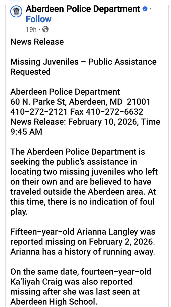 CoreBossMom's tweet image. #missingteens Harford County Maryland Aberdeen